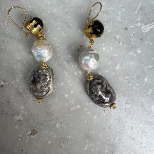 Ceramic earrings earrings with cameo  earrings earrings